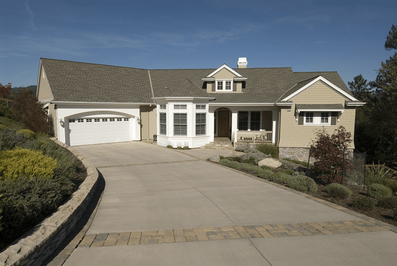 Exterior of beige single family home